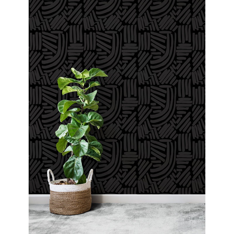 Rouleau de papier peint abstrait L 33 pi x l 20,5 po Yuki Osada, Noir