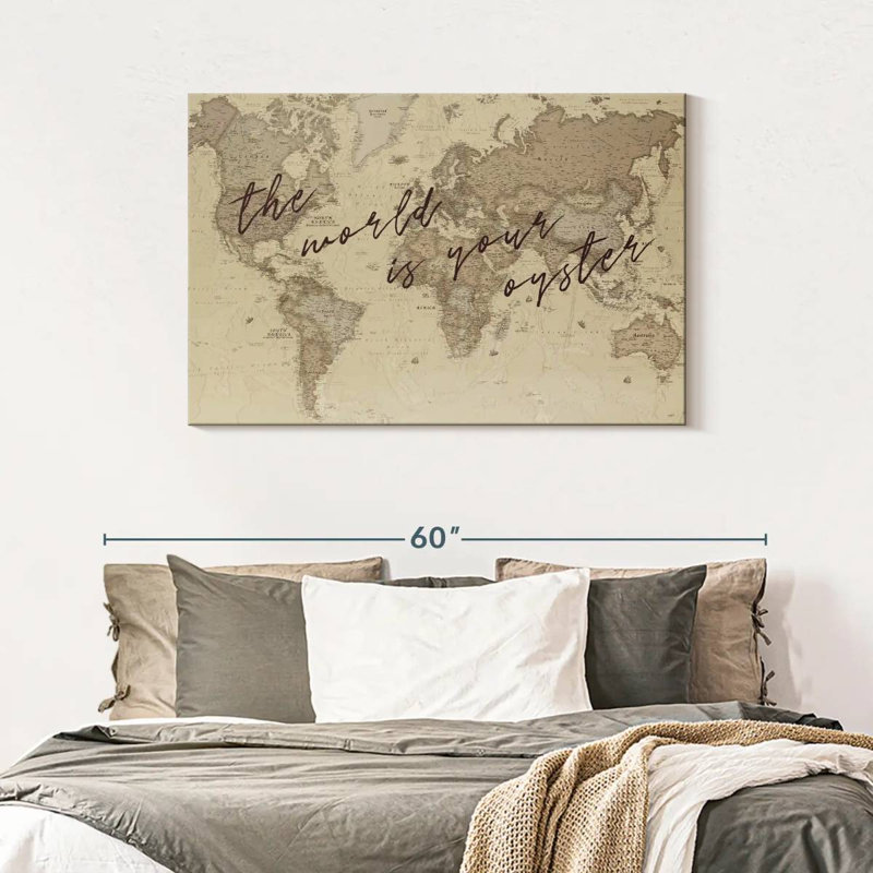 «The World is Your Oyster Map», reproduction sur toile tendue, H 30 po x l 45 po x P 1,25 po