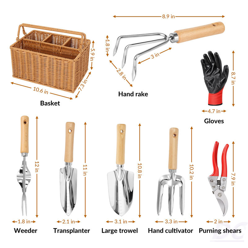 Gardening Hand Tools With Basket