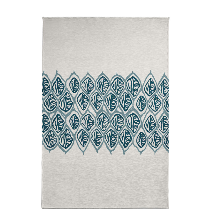 Bleu sarcelle/Tapis décoratif Ivoire
