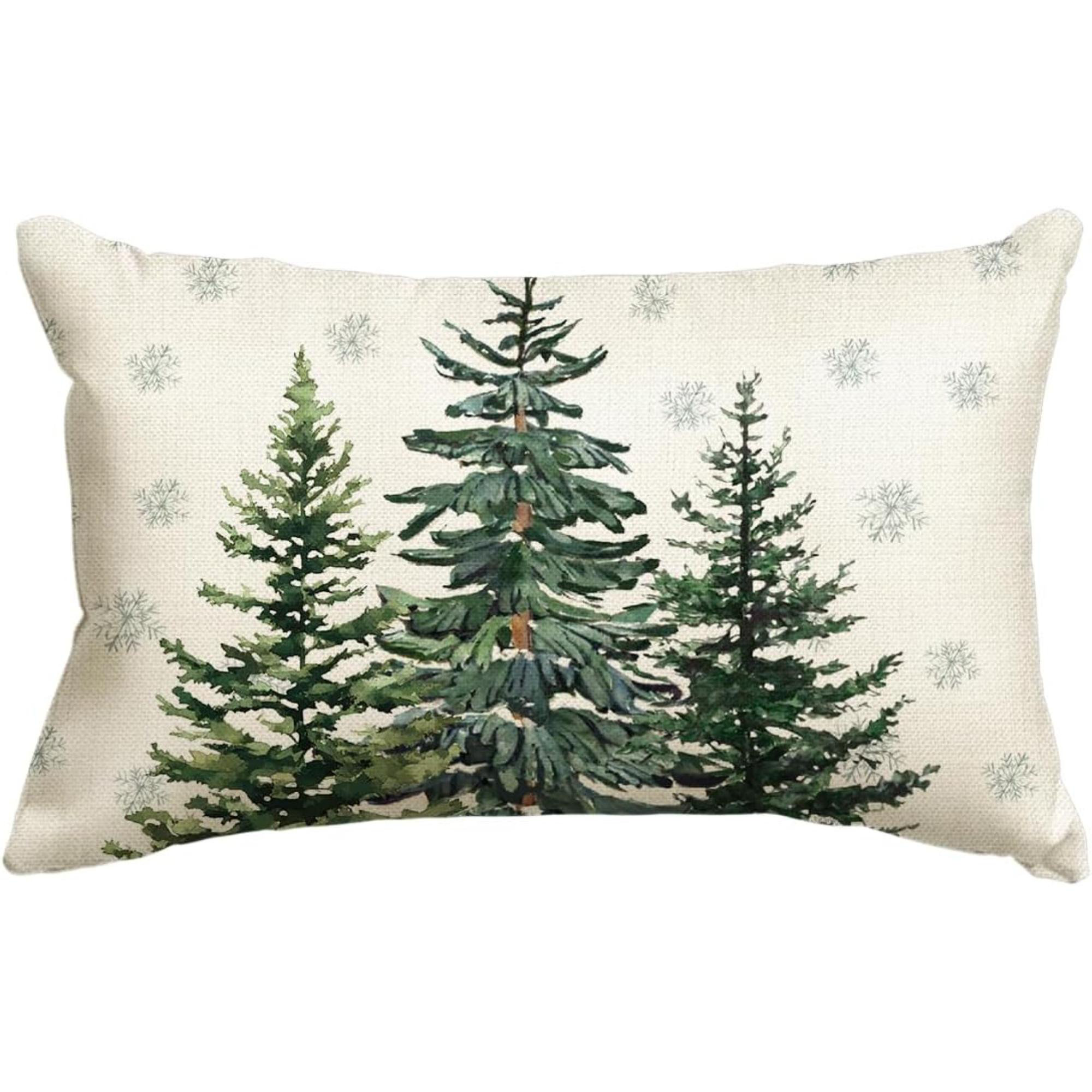 Textiles Hub Christmas Trees Snowflake Throw Pillow Cover, Winter