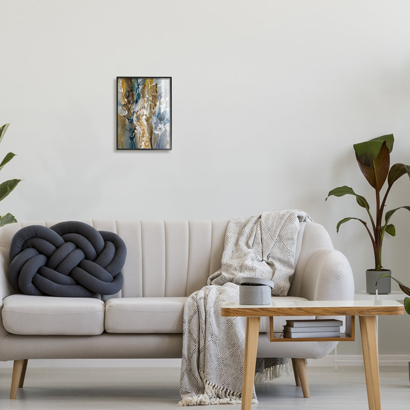 Giclée botanique texturée, art mural par K. Nari, Giclée encadrée noir minuit, H 14 po x l 11 po x P 1,5 po
