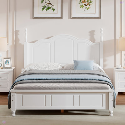 Structure de lit plateforme en bois, lit plateforme de style rétro avec support en lattes de bois