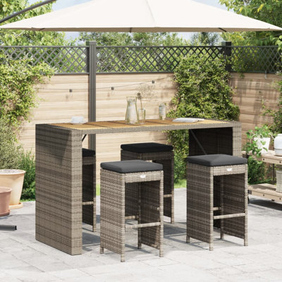 Patio Bar Stools With Cushions 4 Pcs Gray Poly Rattan