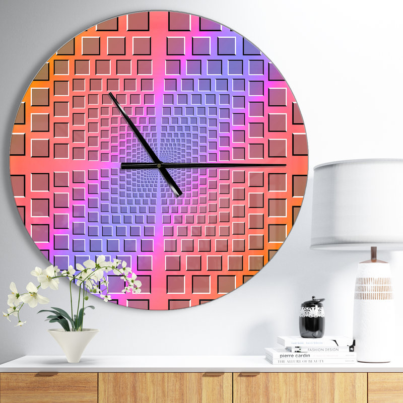 Illusion optique abstraite - horloge murale moderne, Moyen