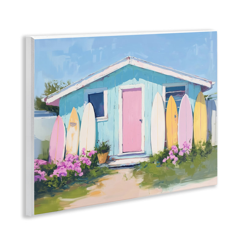Cabine avec pastel, planche de surf murale, design par Arlington Prints