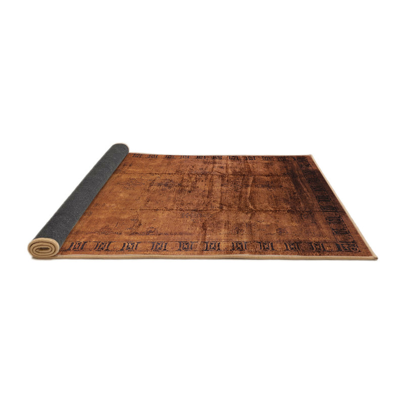 Tapis brun à motif oriental, Rond 7 pi