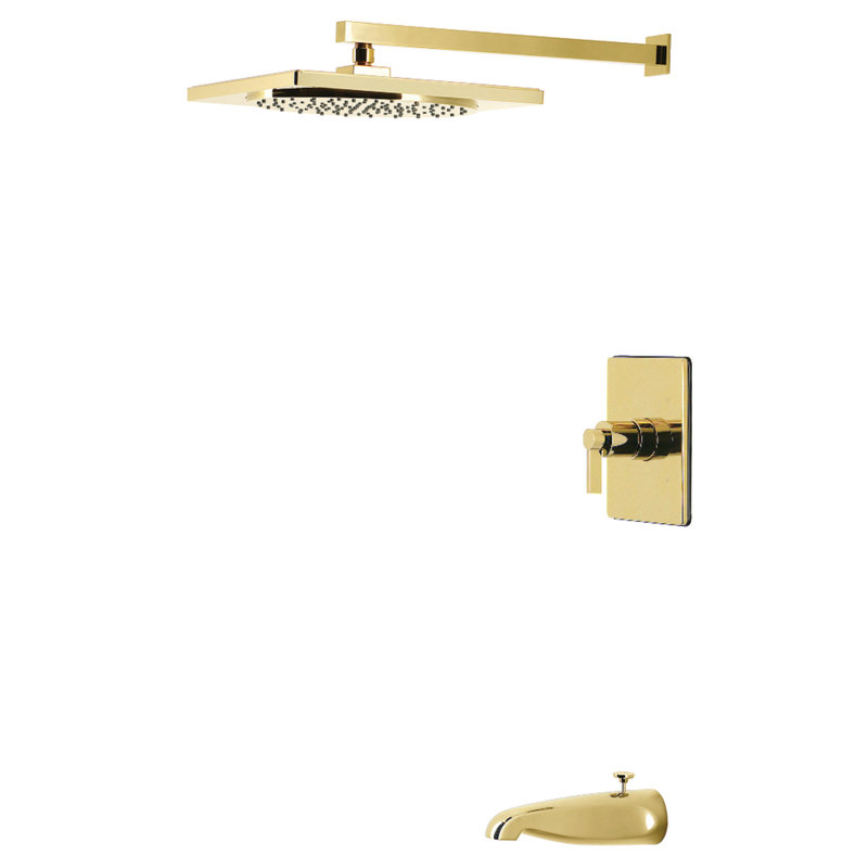 Kingston Brass NuvoFusion Single-Handle Pressure Balanced Tub and Shower Faucet, Polished Brass