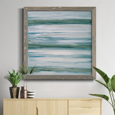 «Misty Lake», peinture sur toile encadrée