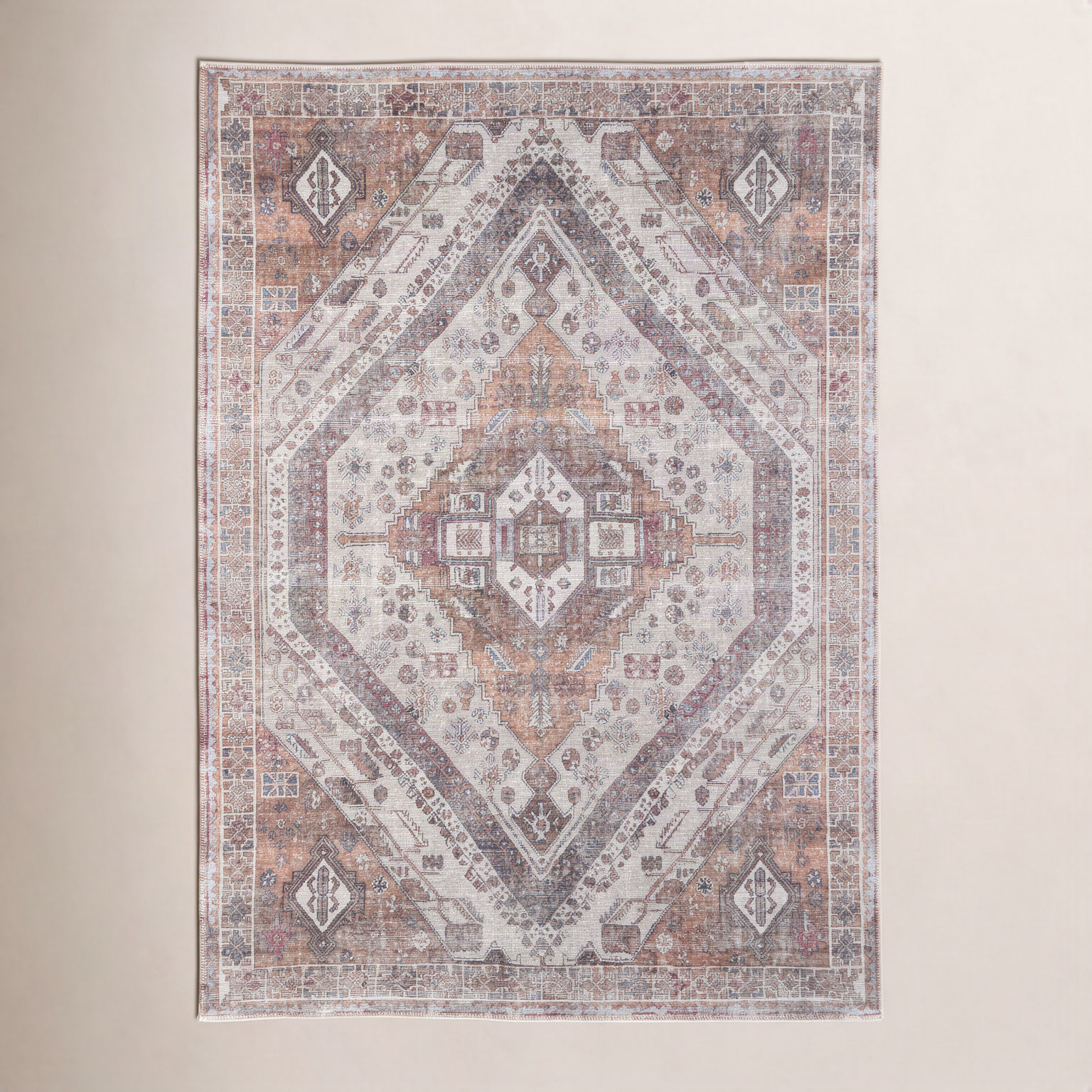 Vincenta Machine Washable Oriental Rug, Rectangle 4' x 6'