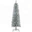 6ft Snow Flocked Pencil Christmas Tree with 329 Tips, Metal Base, Realistic and Space-Saving Design