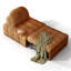 Canapé-coussin en cuir véritable brun caramel-950355499