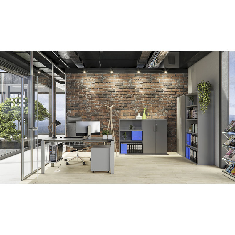 Favela 193cm H x 80cm W Library Bookcase, Grey