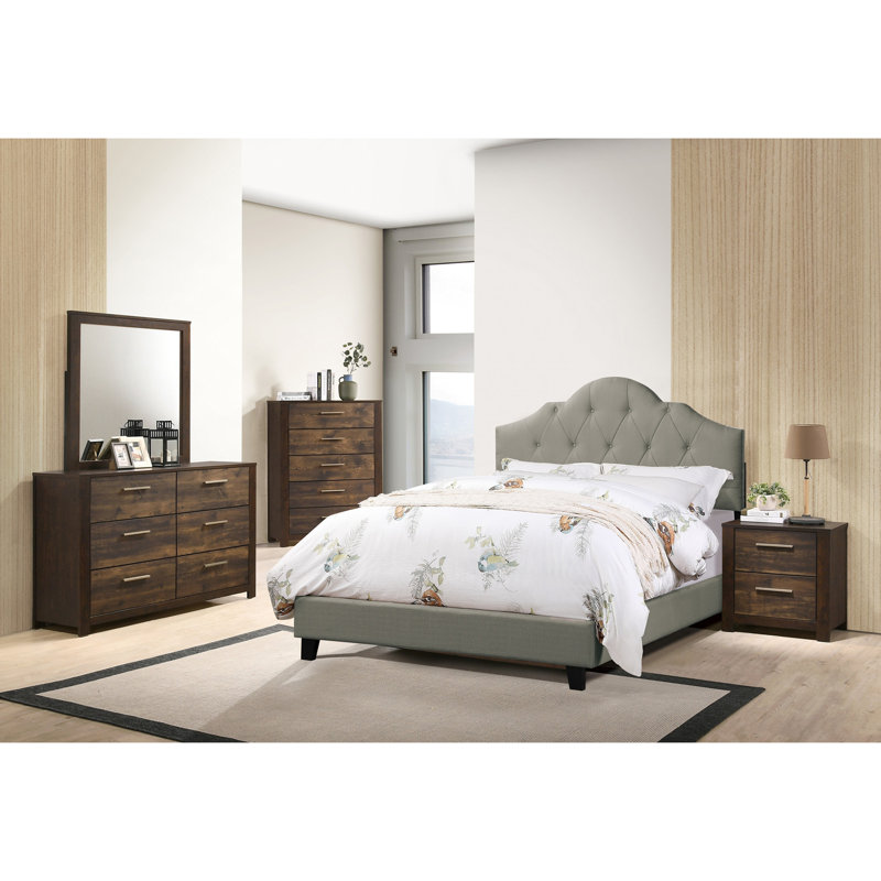Angeleigh Upholstered Platform Bed, King, Gray