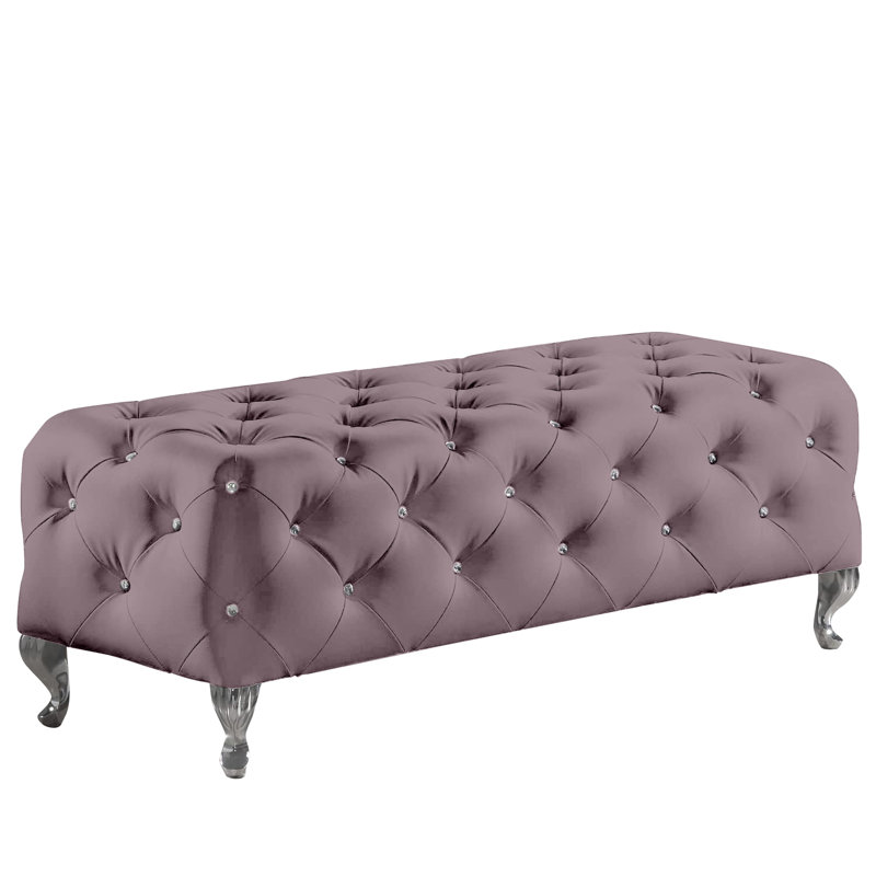 Cronk 130cm Wide Tufted Rectangle Solid Colour Standard Ottoman, Pink