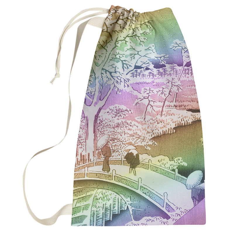 Macintyre Fabric Laundry Bag with Handles, Large (76.5" H x 29.5" W x 1.5" D), Green/Pink