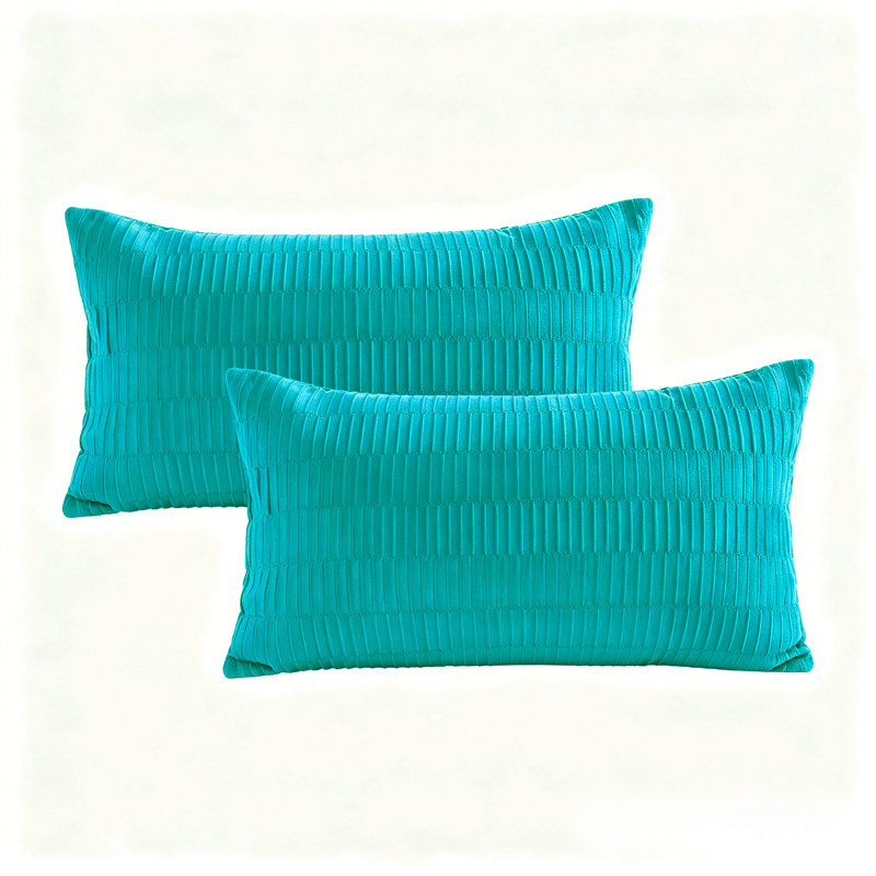 Pleated Velvet Lumbar Pillow Covers, Storm Blue