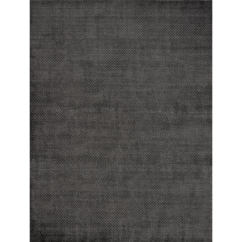 Tapis gris noué à la main de haute qualité, Rectangle 6 pi x 9 pi