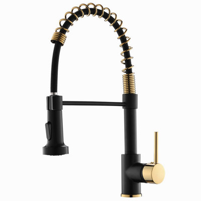 Robinet de cuisine commercial avec pulvérisateur rétractable, robinet d'évier de cuisine à poignée simple