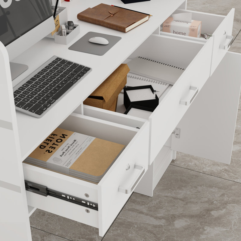 Reception Desk With Lockable Drawers Reception Counter Office Front Desk, White