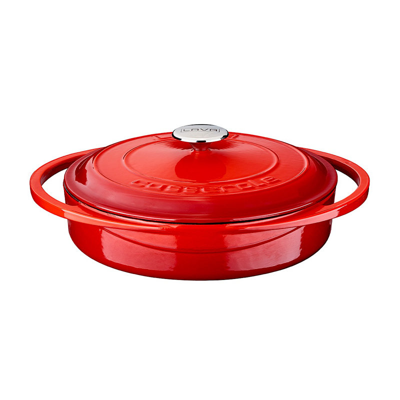 Fonte lave 4 pte / 11 po. Cocotte multi-usages émaillée avec couvercle - ronde