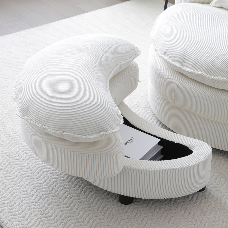 Fauteuil demi-tonneau pivotant 360 ° Modern, Beige