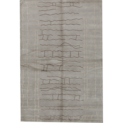 Tapis gris de haute qualité noué à la main