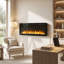 Wrought Studio 48 " W Black Recessed Wall Mounted and Freestanding Electric Fireplace-1016915780