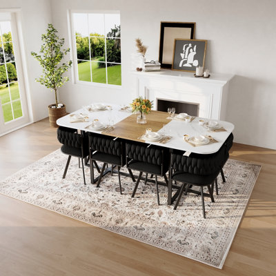 Ensemble de table de salle à manger 9 pièces, table rectangulaire avec 8 chaises, ensemble de table de cuisine pour la salle à manger