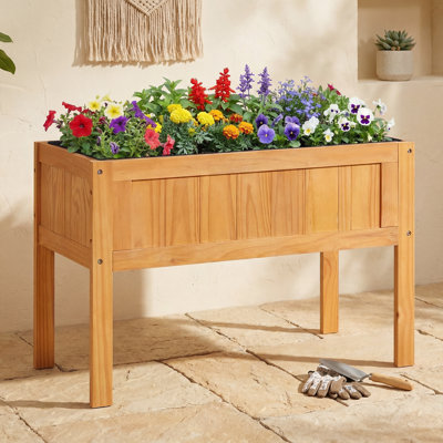 Lit de jardin surélevé pour l'extérieur, boîte à fleurs surélevée en bois avec pieds pour fleurs, herbes, légumes, 35 po x 16 po x 24 po