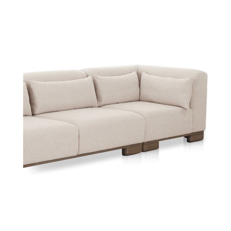 June Modular Sofa Performance Fabric, Beige, 30" H x 115" W x 40" D