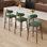 Tabouret de bar moderne à hauteur de comptoir avec dossier, non pivotant, pieds en bois d'hévéa massif et repose-pieds en métal bronze