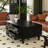 47.24" Black Solid Wood Rectangular Coffee Table
