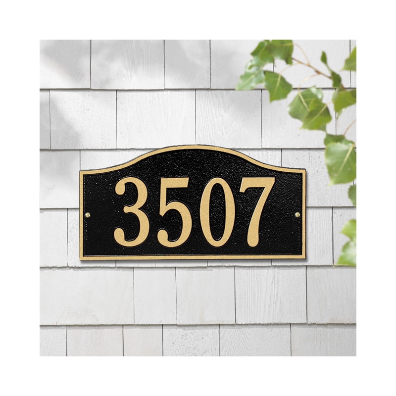 Rolling Hills 1-Line Wall Address Plaque, Black/Gold, Yes