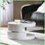 Petite table basse rotative moderne avec finition blanche ultrabrillante Rangement caché peu encombrant