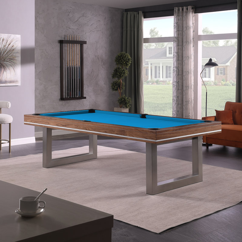 Table de billard en bois massif Harmony, 7 pi, Bleu tournoi, Noyer naturel
