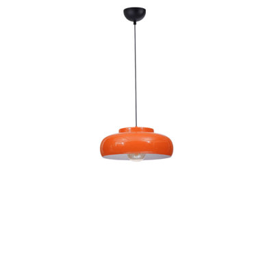 Lustre ajustable moderne, structure en métal orange et noir, 15,7 po x 5,9 po | Hauteur: 8,3 à 27,6 pouces | Douille E27, 40 W maximum (ampoule non incluse) | Luminaire élégant pour le salon et la salle à manger, classé IP20