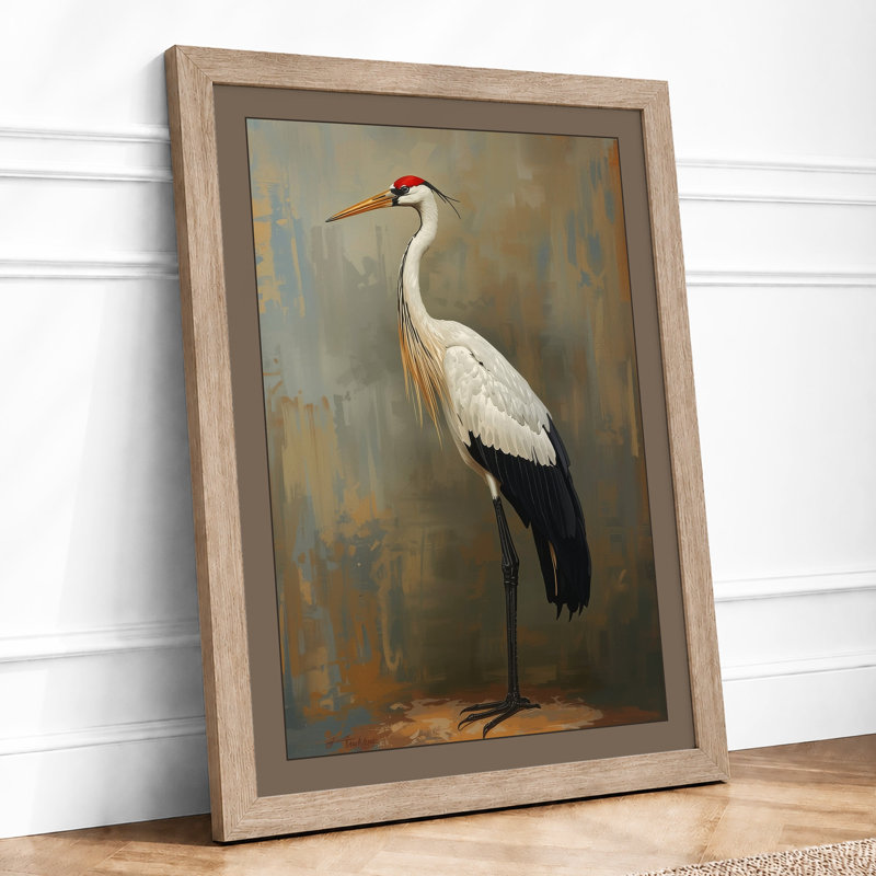Wading Bird Boho - Framed Print, A3 - 42.0 x 29.7 cm, Oak