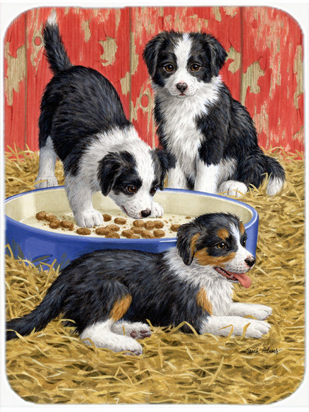 Border Collie Pups Glass Cutting Board