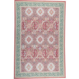 Hand-Knotted High-Quality Rust and Green Area Rug