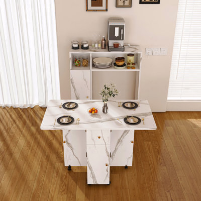 Table de salle à manger pliante multifonctionnelle avec buffet mural et rangement