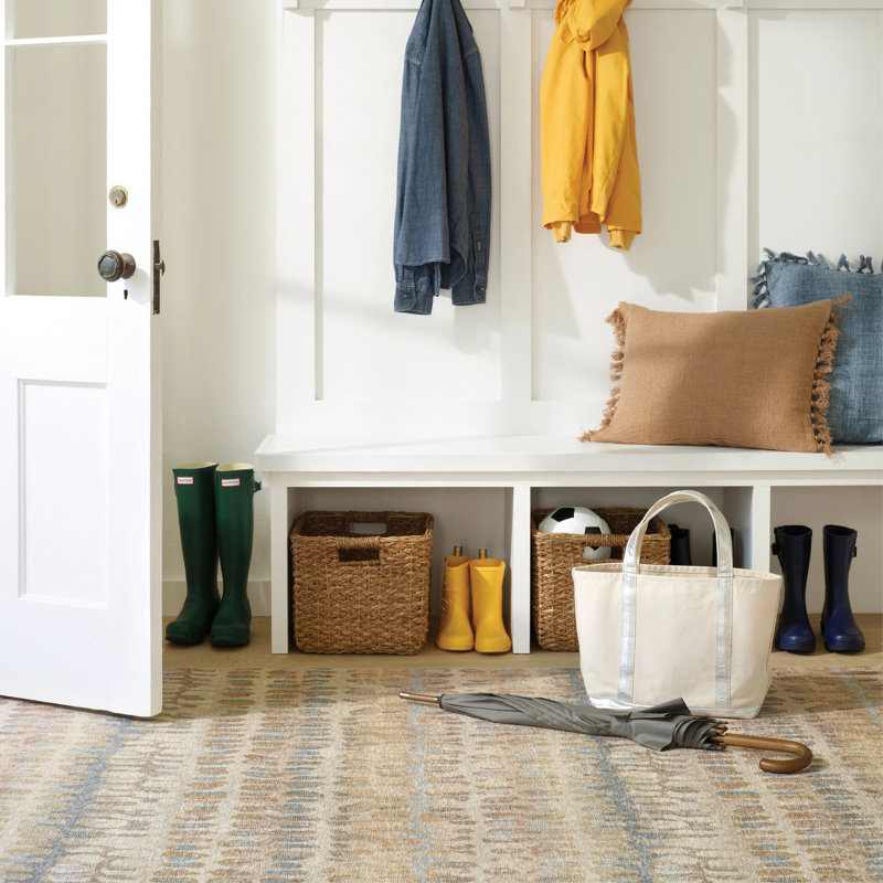 Paint Chip Natural Machine Printed Washable Rug, Rectangle 2' x 3'