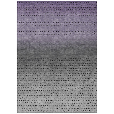Machine Washable Indoor/Outdoor Xhevrie Purple Rug
