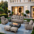 Bruner 7-Piece Swivel Wicker Rattan Patio Fire Pit Conversation Set With Hidden Tank Holder And Ottomans