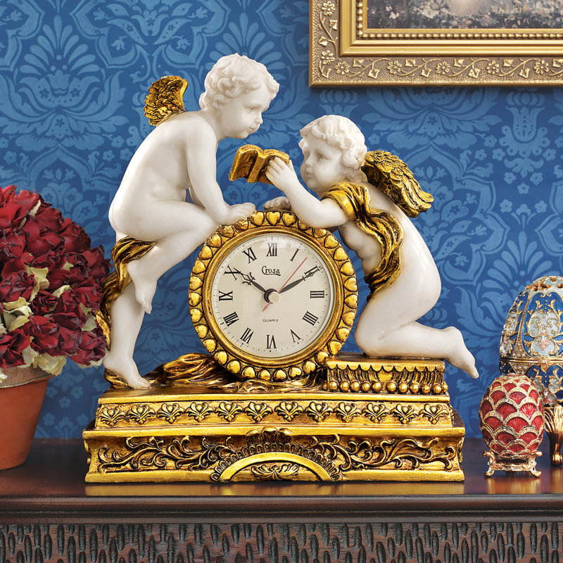 Resin Quartz movement / Crystal Tabletop Clock in Gold Ivory