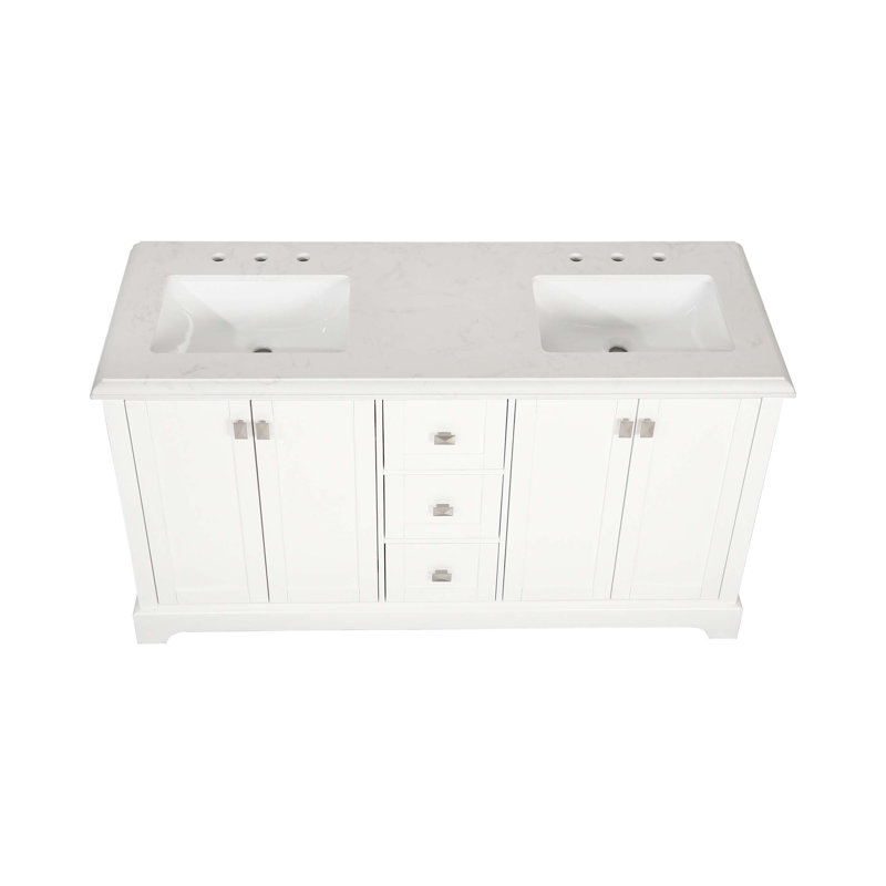 Meuble-lavabo double autoportant 60,58 po Nali, Blanc