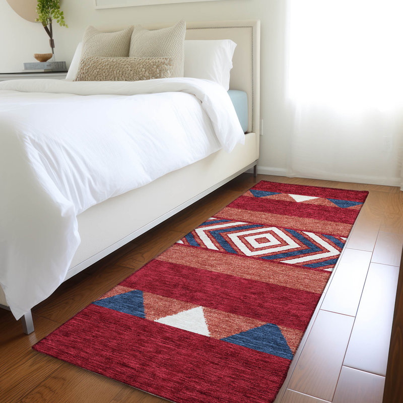 Premium Machine Washable Prisco Red Rug, Runner 2'3" x 7'6"