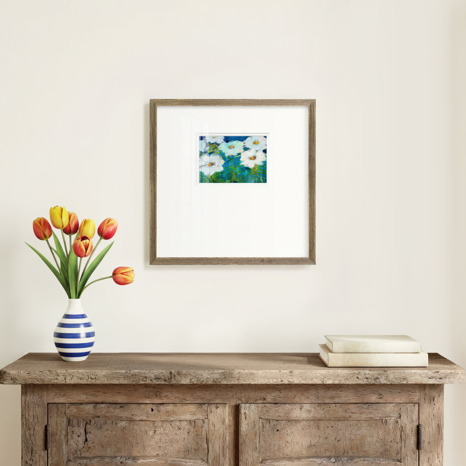 Field Day Print, 17" H  x 17" W x 1.25" D, Brown Framed