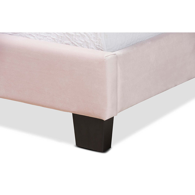 Lit tapissier capitonné standard Purcellville, Simple, Rose clair
