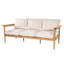  Canapé d'extérieur en bois d'acacia 3 places avec coussins, finition teck clair et beige Terassi